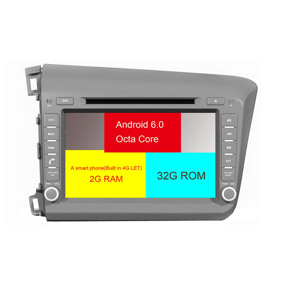 HTNAVI Player multimídia para carro para honda Civic 2012 - 2015