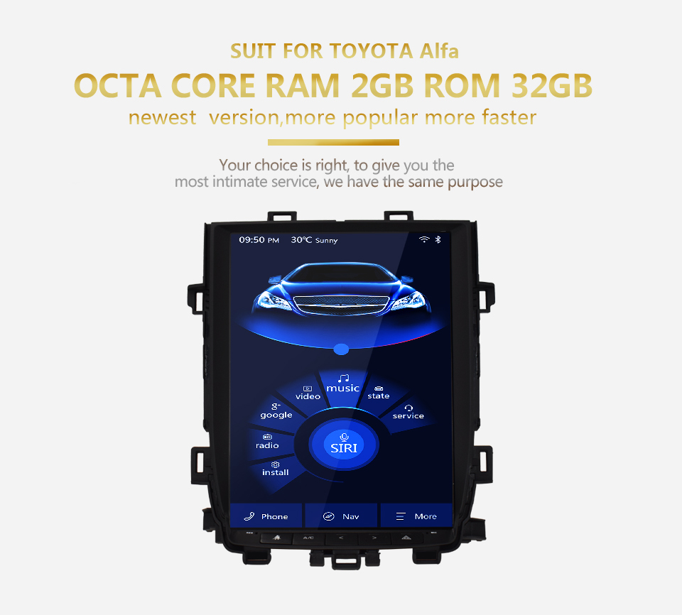 HTNAVI Car Multimedia Player For Toyota Alphard 2010-2014
